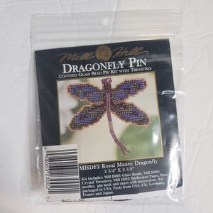 MILL HILL Royal Mauve Dragonfly Pin Counted Glass Bead Cross Stitch Kit NEW